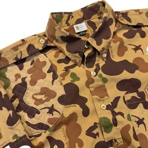 Vintage Bob Allen Shooting Shirt Men XL 17 Ducks Unlimited Camo Padded Shoulder